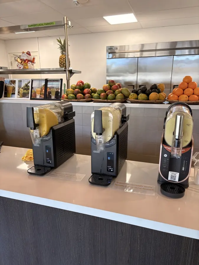 Aloha Sugarcane Juice counter with fresh fruit at The Park on Keeaumoku Midtown Eats