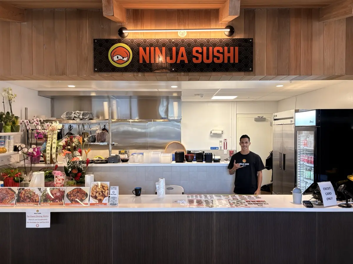 Ninja Sushi Hawaii counter and friendly staff at The Park on Keeaumoku Midtown Eats