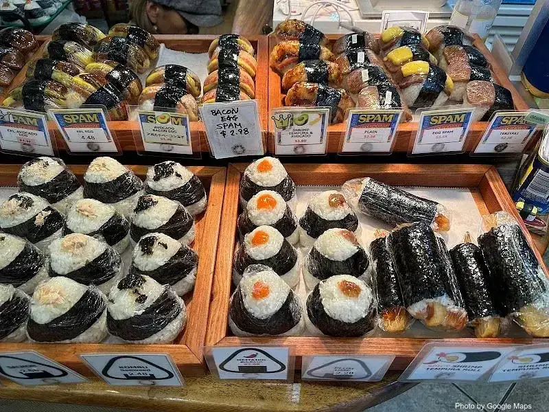 Spam musubi breakfast at Musubi Cafe IYASUME in Waikiki Beach Walk