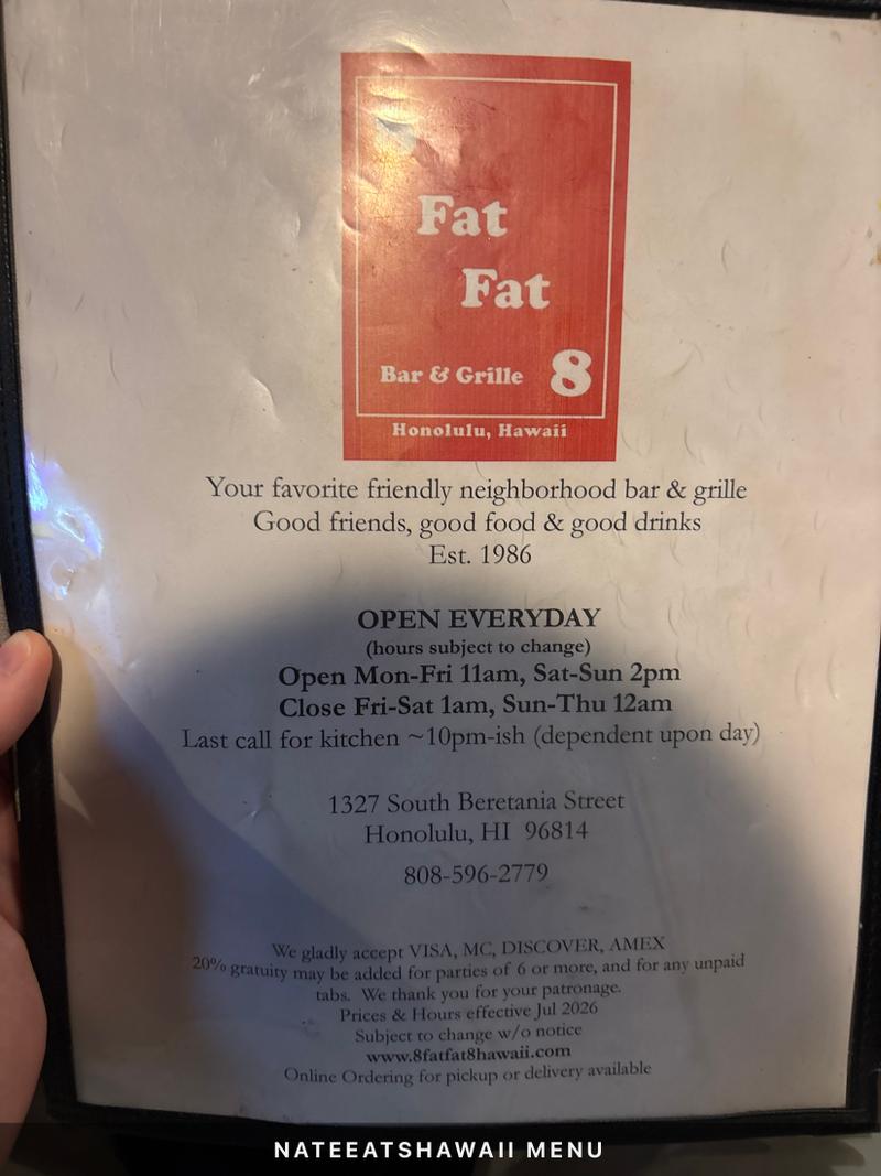 8 Fat Fat 8 Bar & Grille menu photo 1