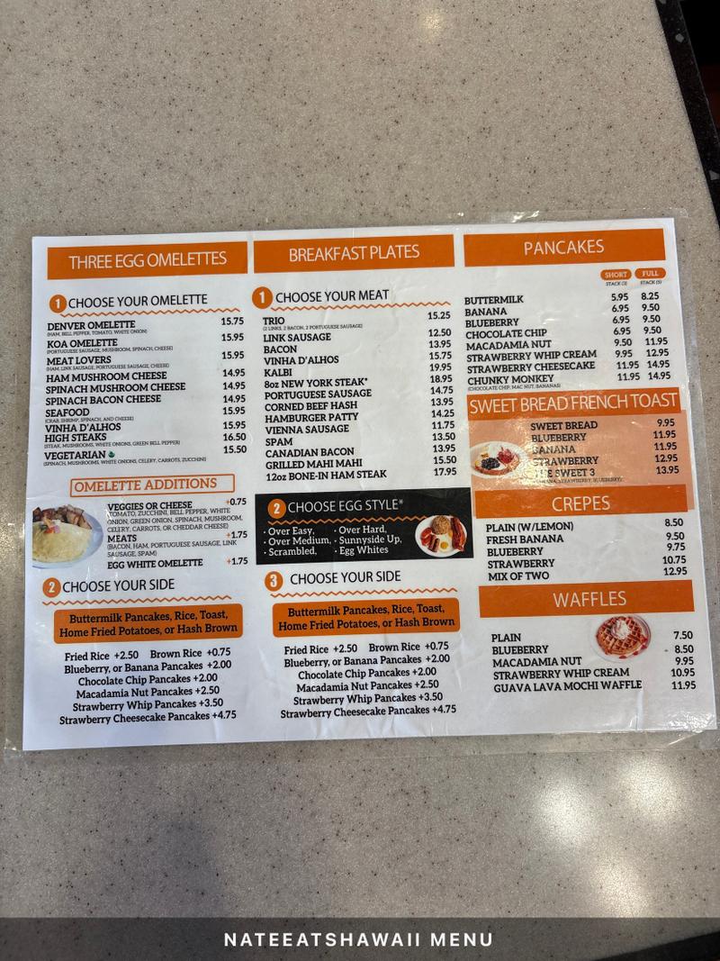 Koa Pancake House menu photo 2